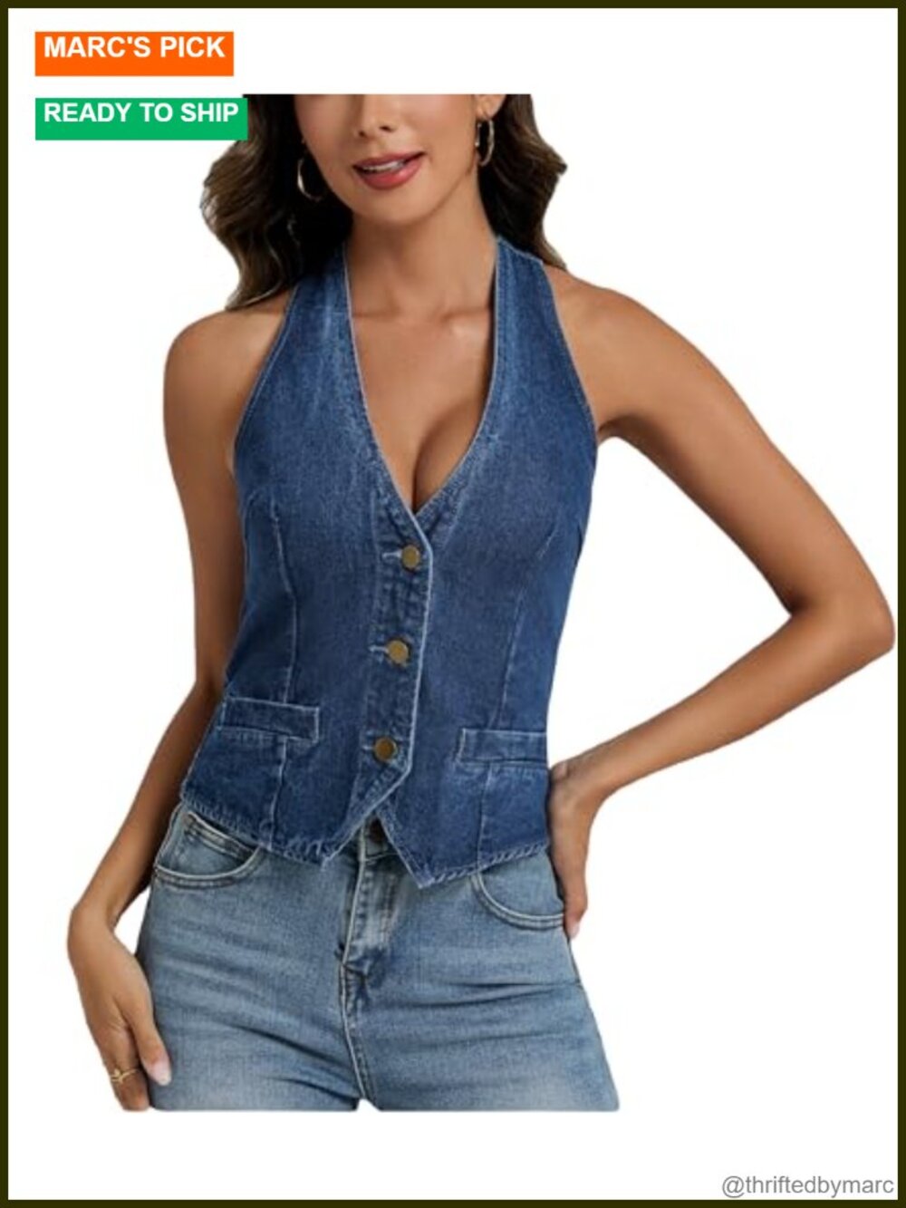 Denim Halter Vest Top Women V Neck Back Tie Jean Corset Sleeveless